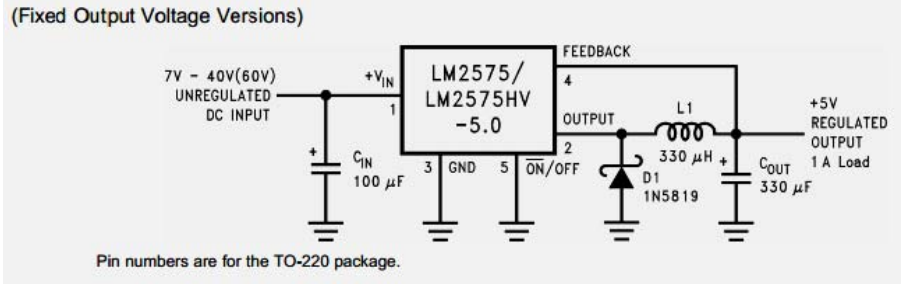 Circuit diagram of LM2575 Voltage Regulator