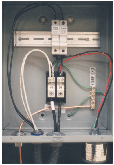 A two-string combiner box used as an educational tool.